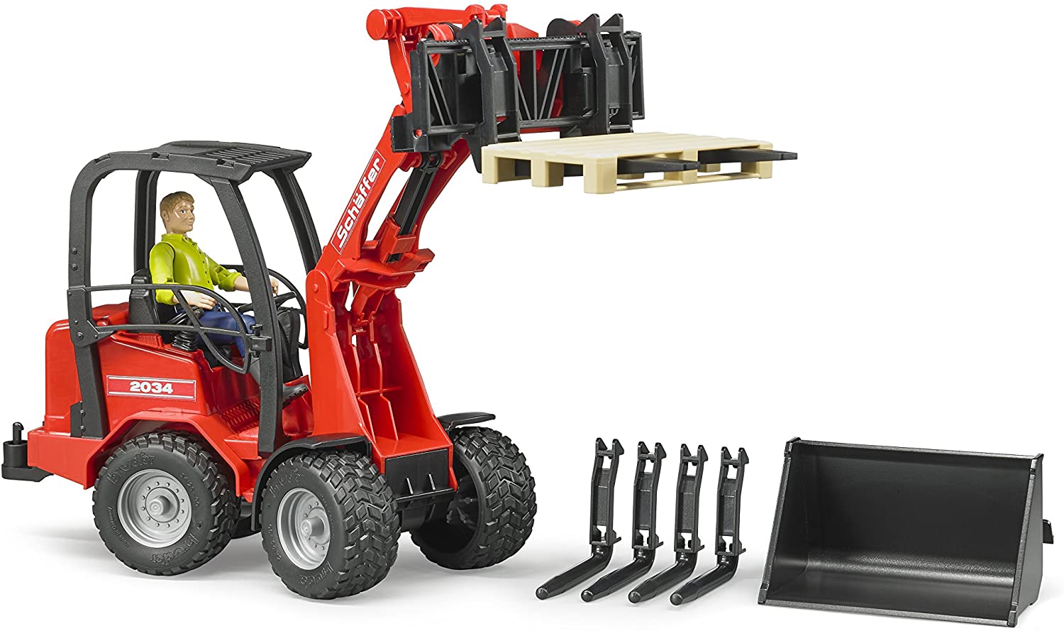 Schaeffer Compact Loader with Figure Accessories by Bruder 1