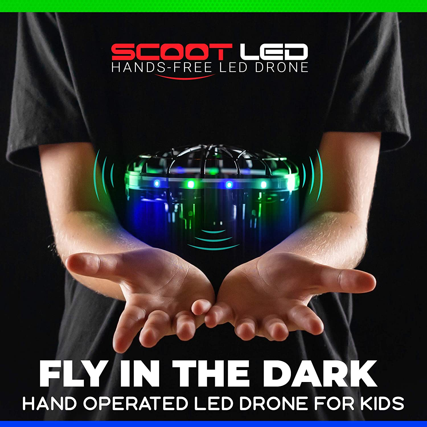 Scoot LED Hand Operated Drone GreenBlue by Force1 1