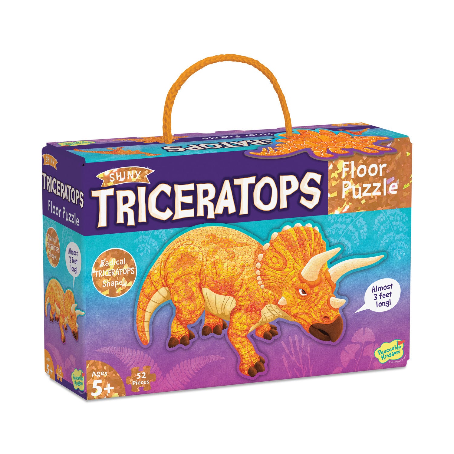 Shiny Triceratops 52pc Floor Puzzle-by-Peaceable Kingdom