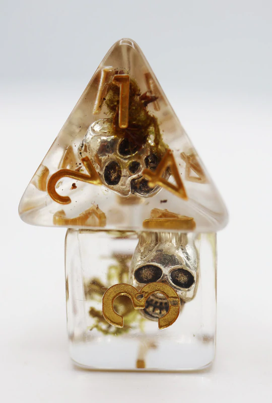 Silver Pirate Skull RPG Dice Set by Foam Brain Games