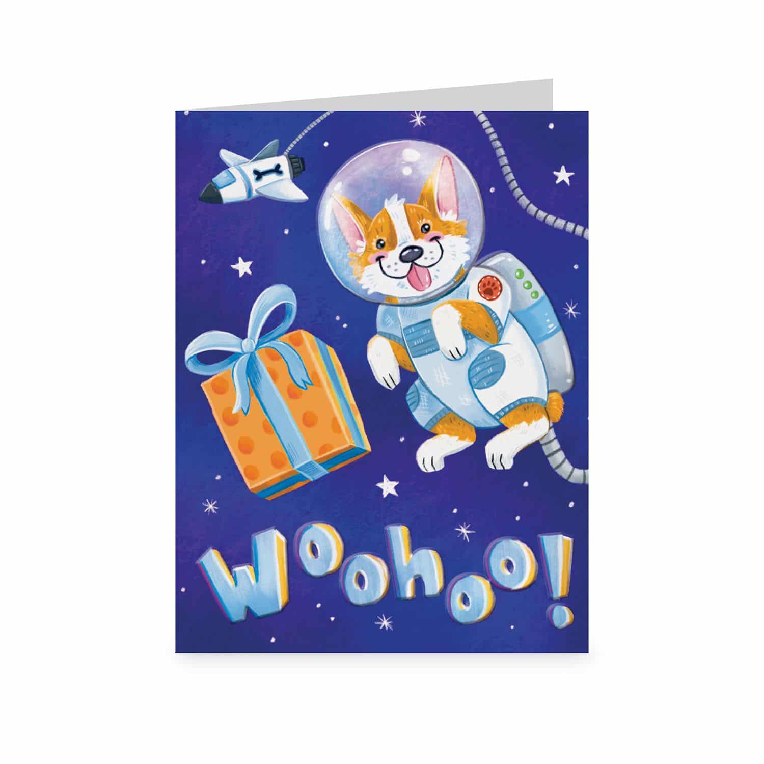 Space Dog Blank Enclosure Card by Peaceable Kingdom