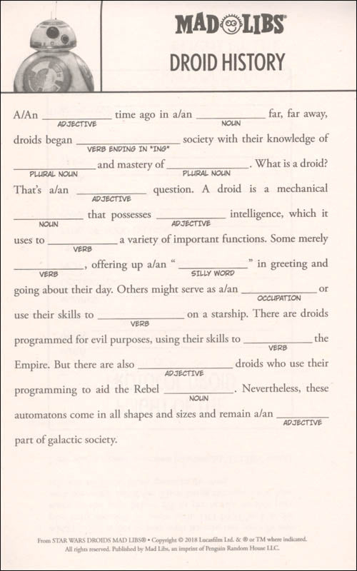 Star Wars Droids Mad Libs by Penguin Random House 2