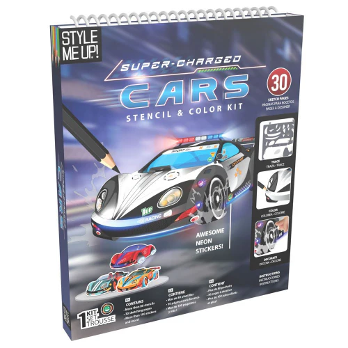 Super Charged Cars Stencil and Color Kit-by-SpiceBox