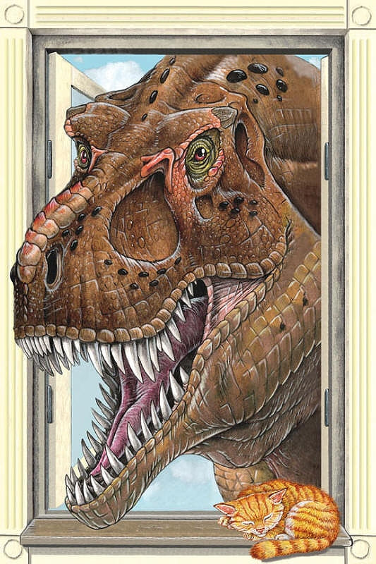 T Rex Window Laminated Poster by Feenixx