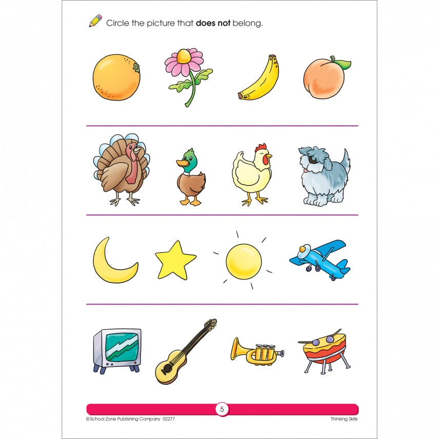 Thinking Skills Preschool Workbook by School Zone 3