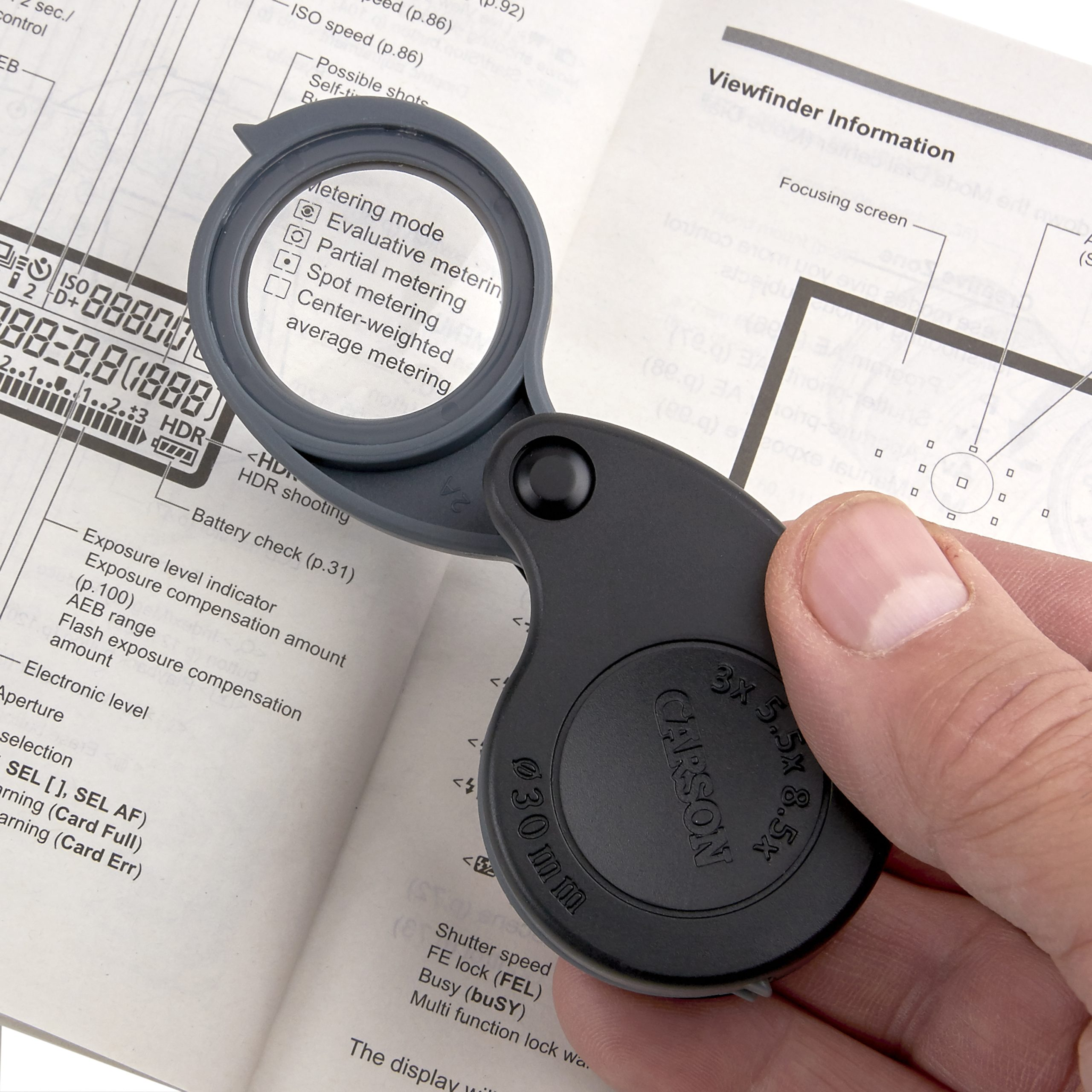 TriView™ 3x5.5x8.5x Folding Loupes with Built in Case by Carson 3