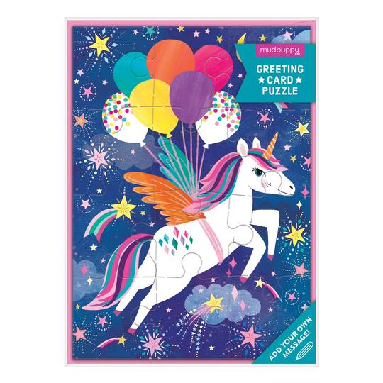 Unicorn Party Greeting Card Puzzle by Mudpuppy