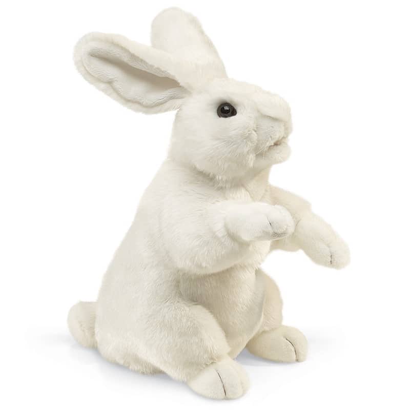 White Standing Rabbit Hand Puppet by Folkmanis
