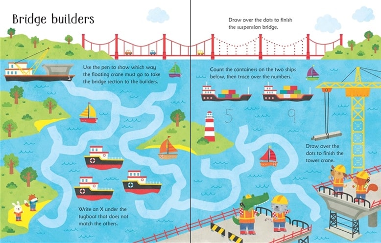 Wipe Clean Construction Site Activities by Usborne 2