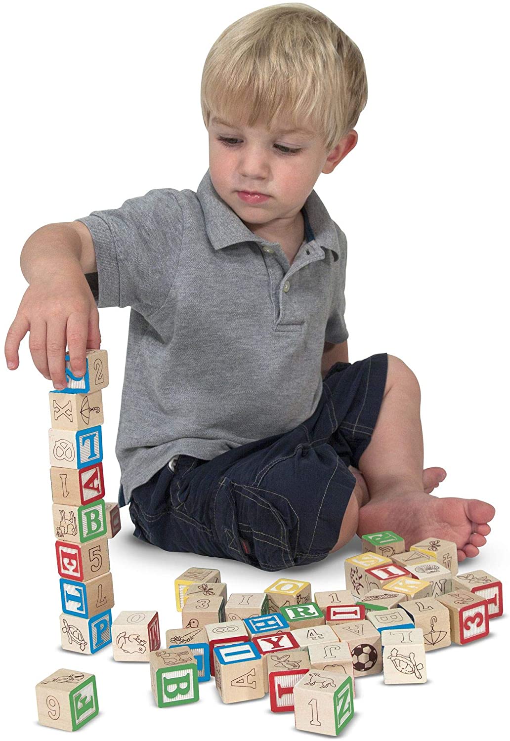 Wooden ABC 123 Blocks 50 Piece Set by Melissa Doug 2