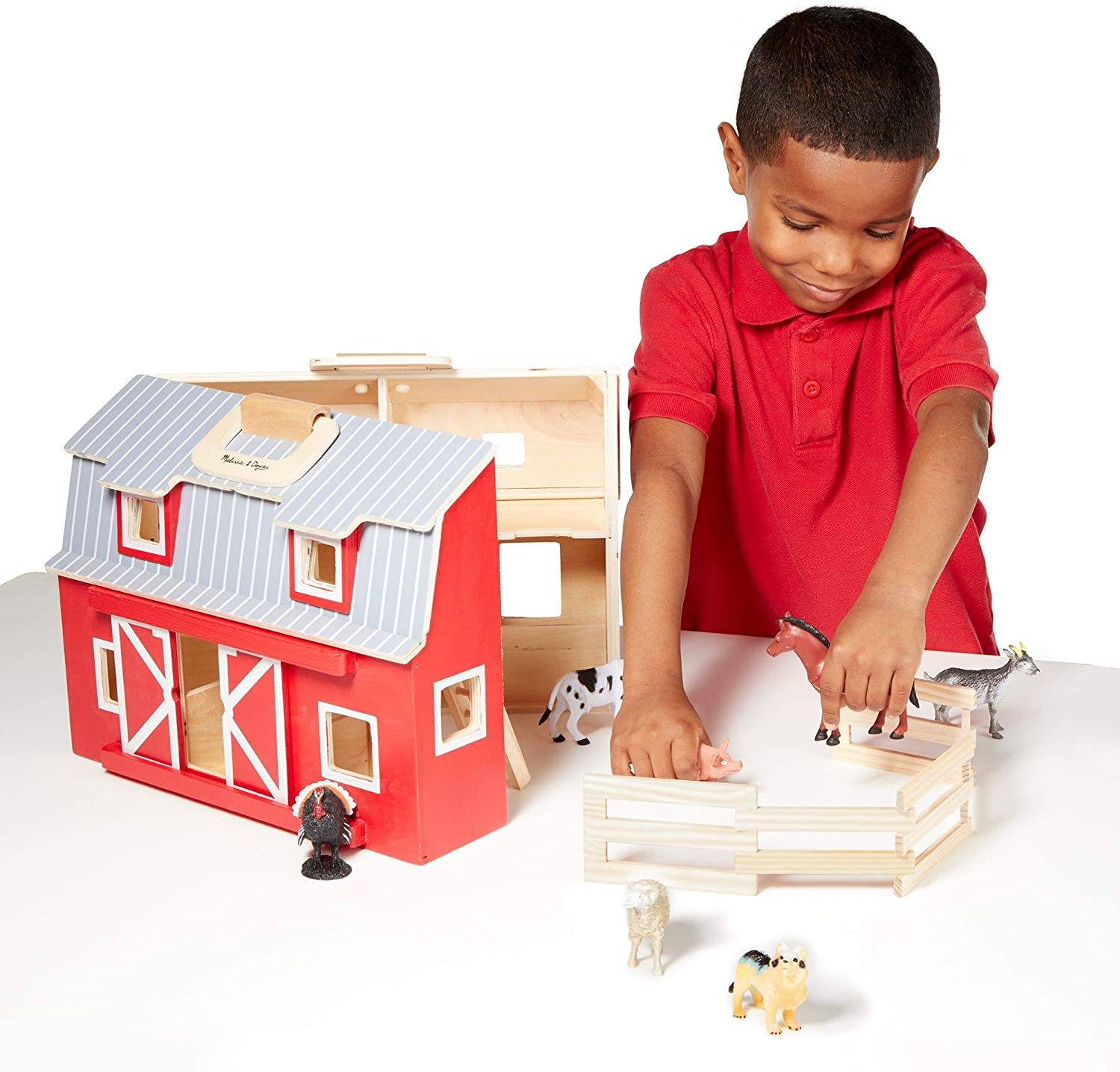 Wooden Fold Go Barn by Melissa Doug 3