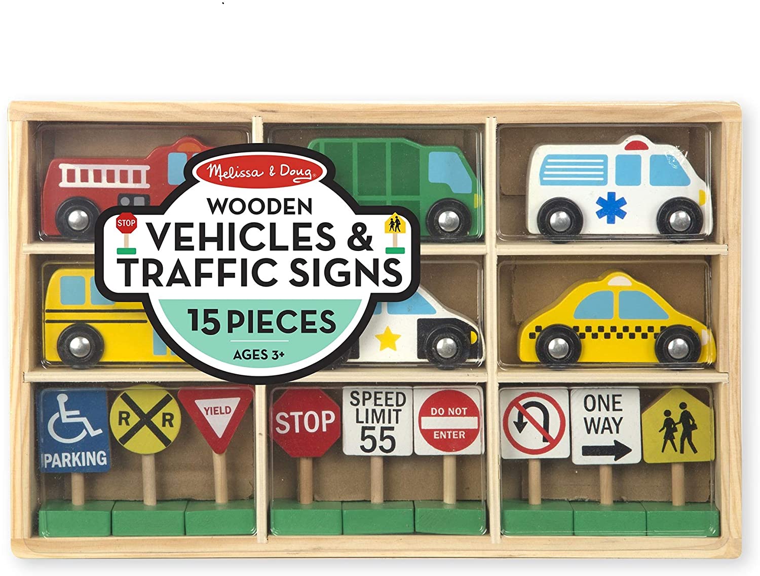 Wooden Vehicles and Traffic Signs by Melissa Doug 2