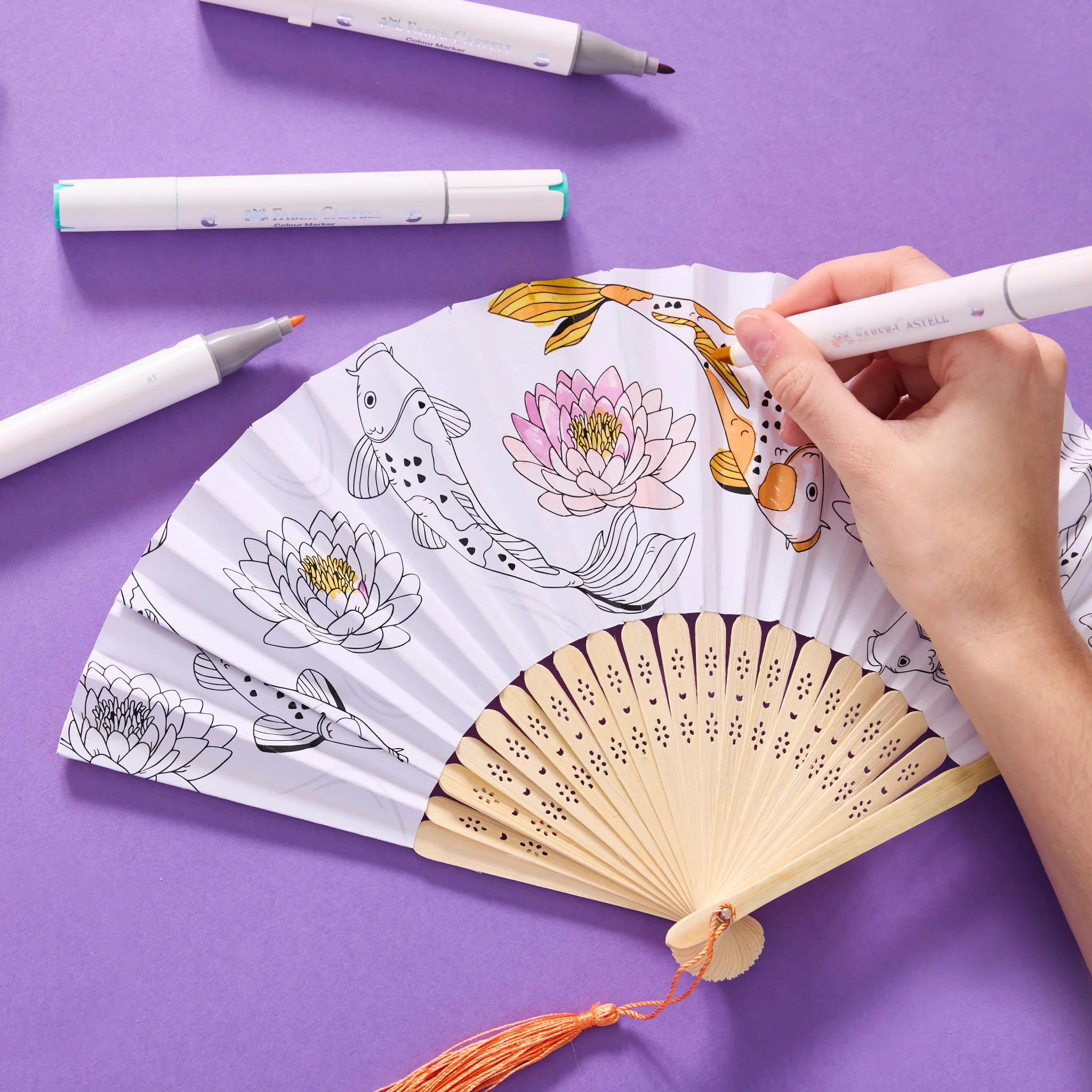 Paper Fan Coloring - Cherry Blossom by Faber-Castell