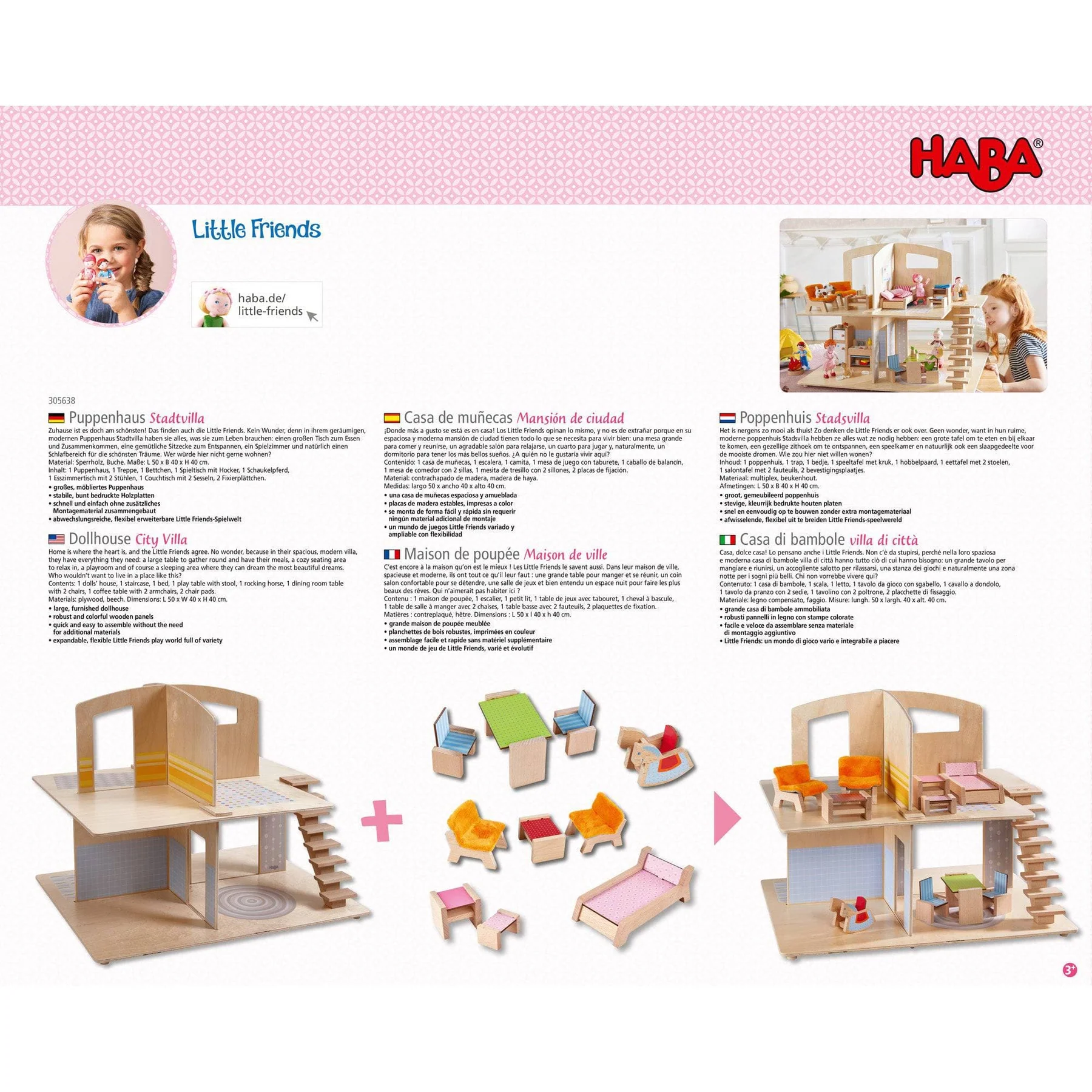 Little Friends Dollhouse Town Villa with Furniture by Haba