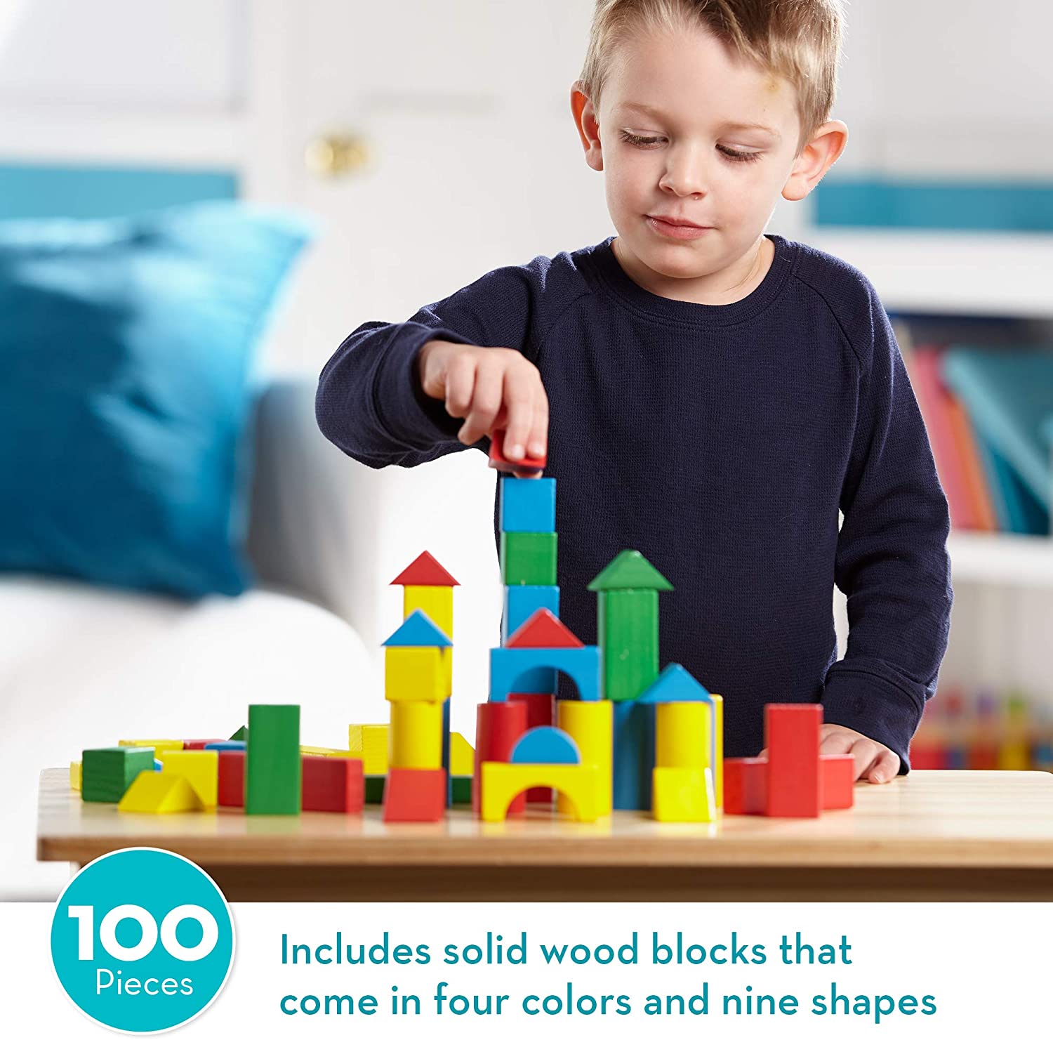 100 Piece Wood Blocks Set by Melissa Doug 1