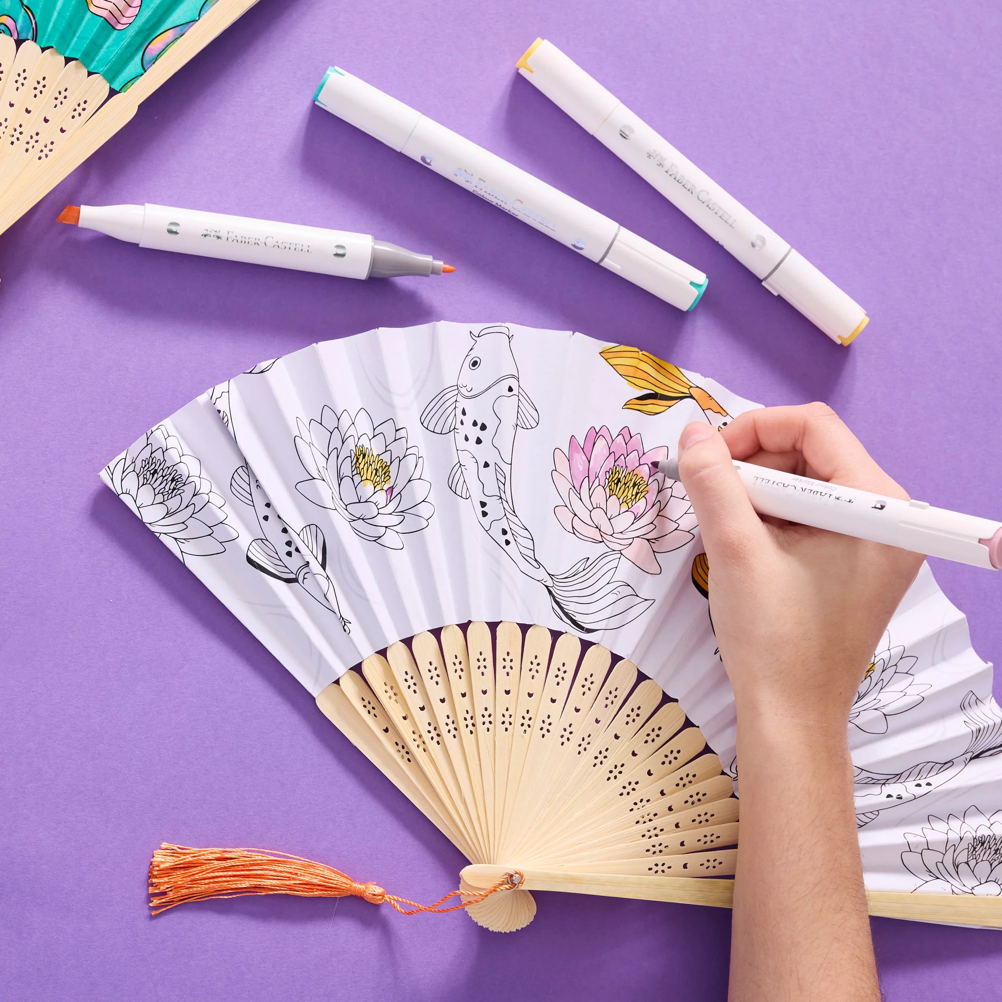 Paper Fan Coloring - Koi Fish by Faber-Castell