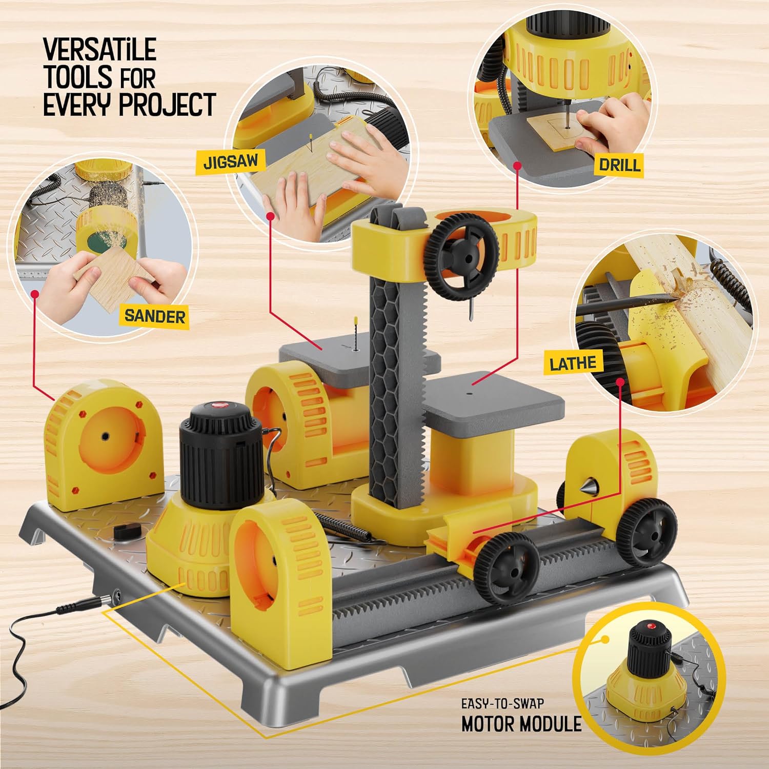 4 in 1 Woodworking Station for Kids – A2Z Science & Toys