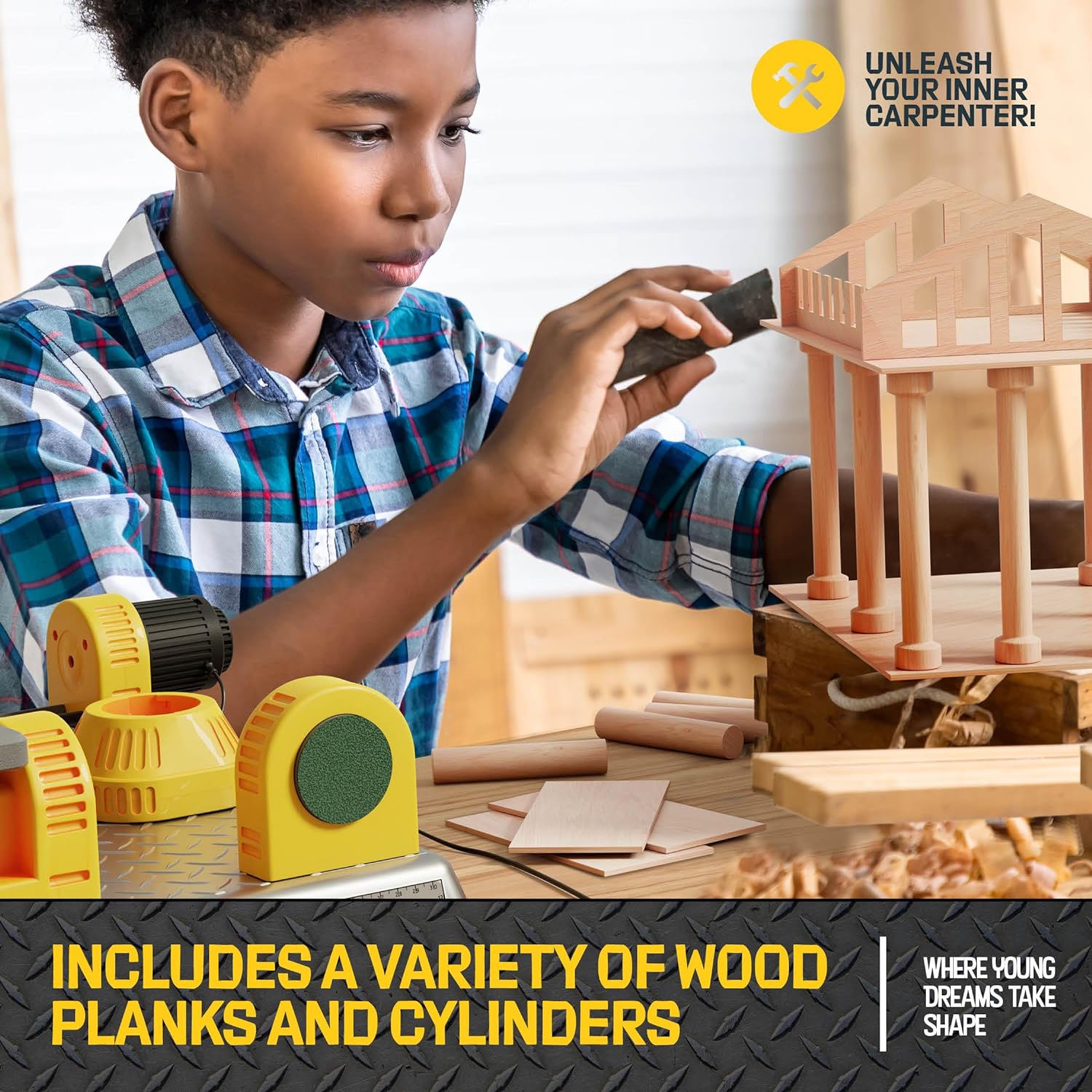 4 in 1 Woodworking Station for Kids – A2Z Science & Toys