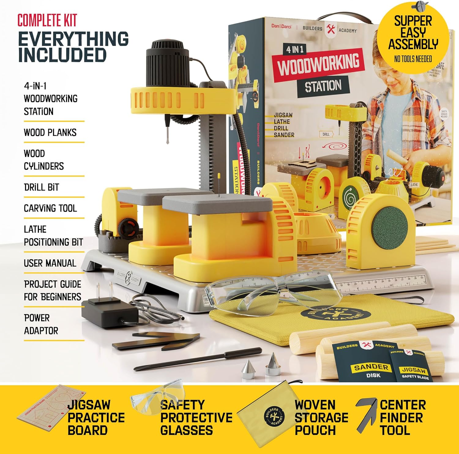 4 in 1 Woodworking Station for Kids – A2Z Science & Toys