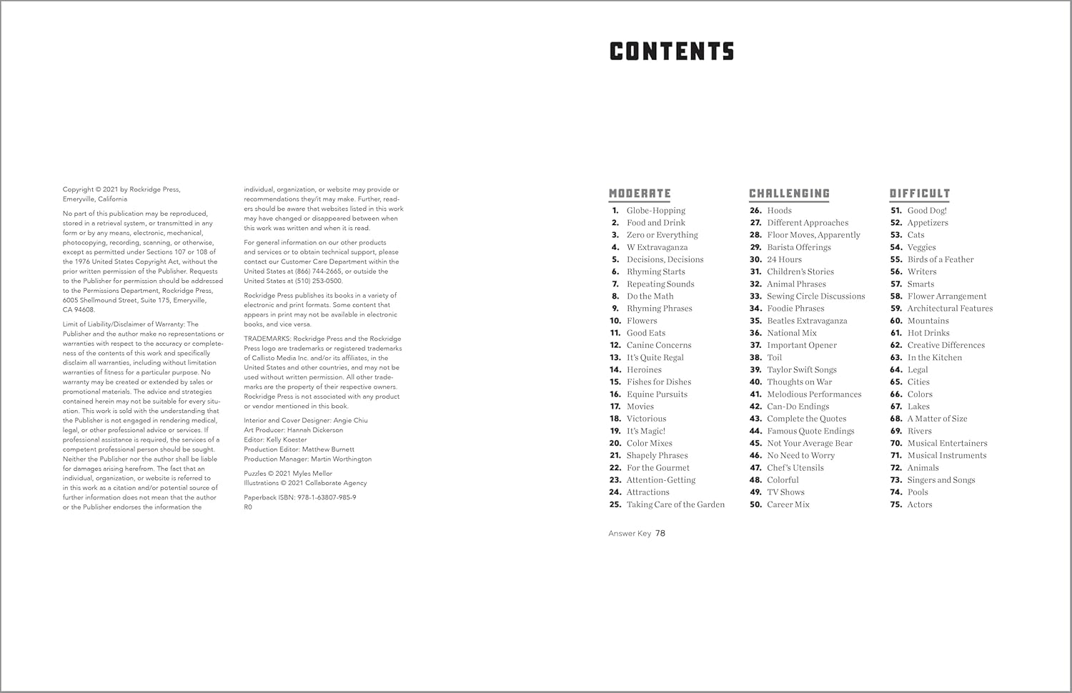 Challenging Crossword Puzzle Book for Adults by Sourcebooks