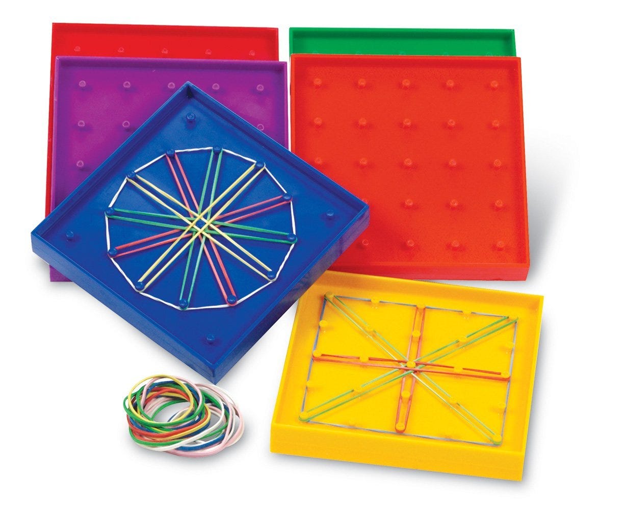 5 Assorted Geoboards 5 x 5 Pin Set of 6 by Learning Resources