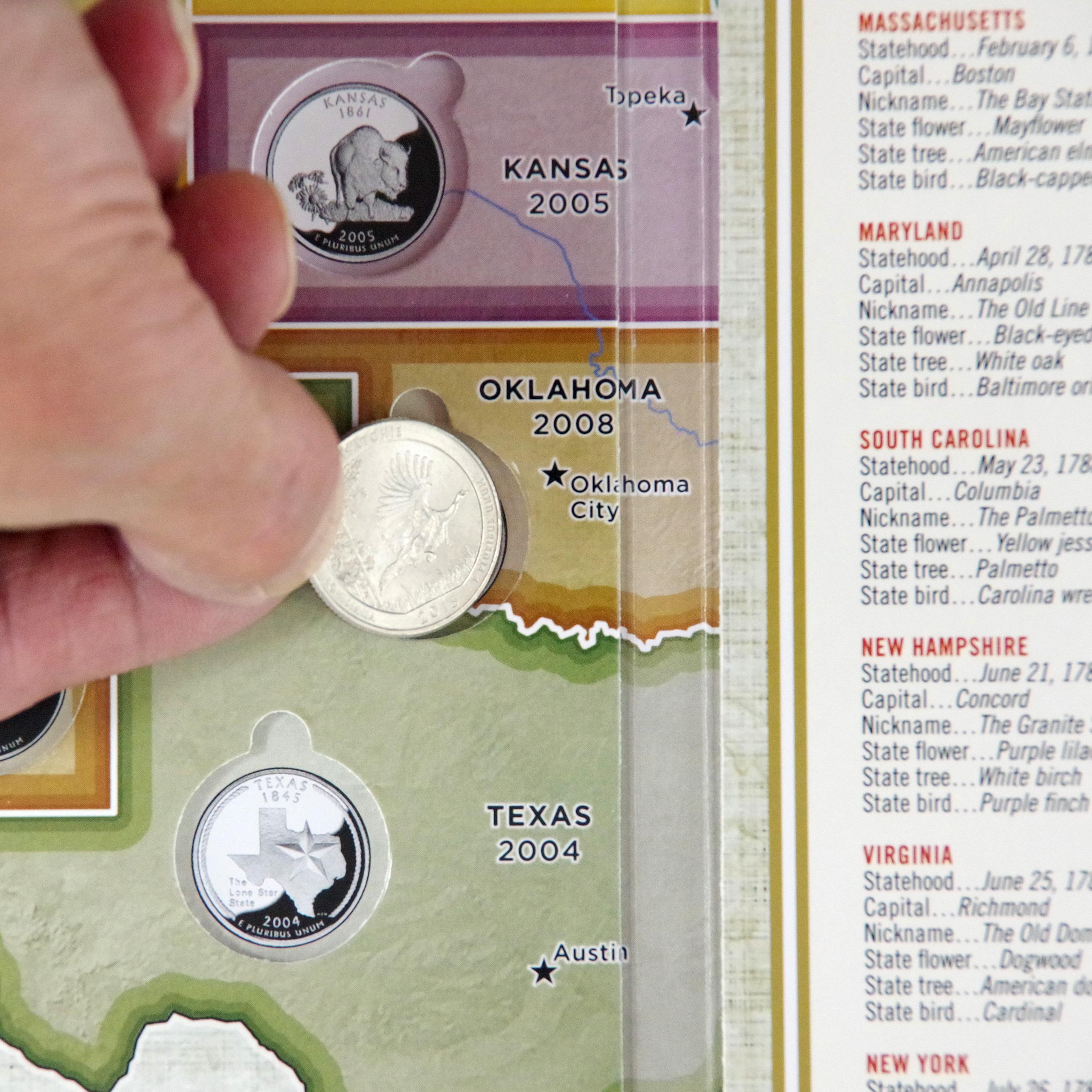 50 State Commemorative Quarters Collectors Map by Peter Pauper Press 2