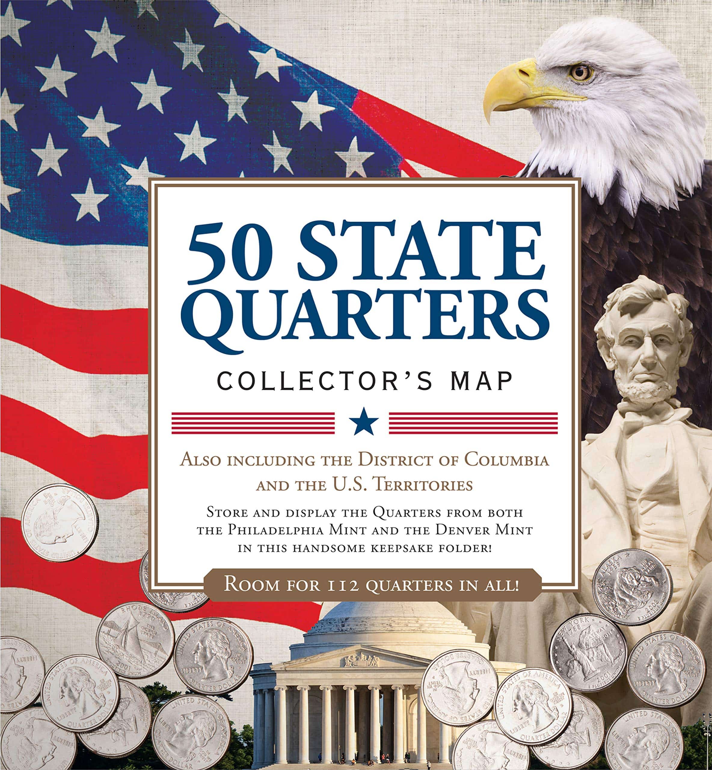 地図・旅行ガイド 50 State commemorative quarters 50 State Commemorative Quarters Collector's Map – A2Z Science & Toys