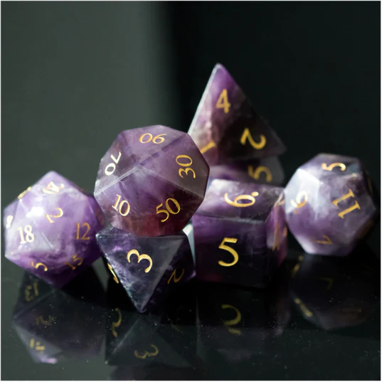 Amethyst Gemstone Set of Dice-by-Foam Brain Games