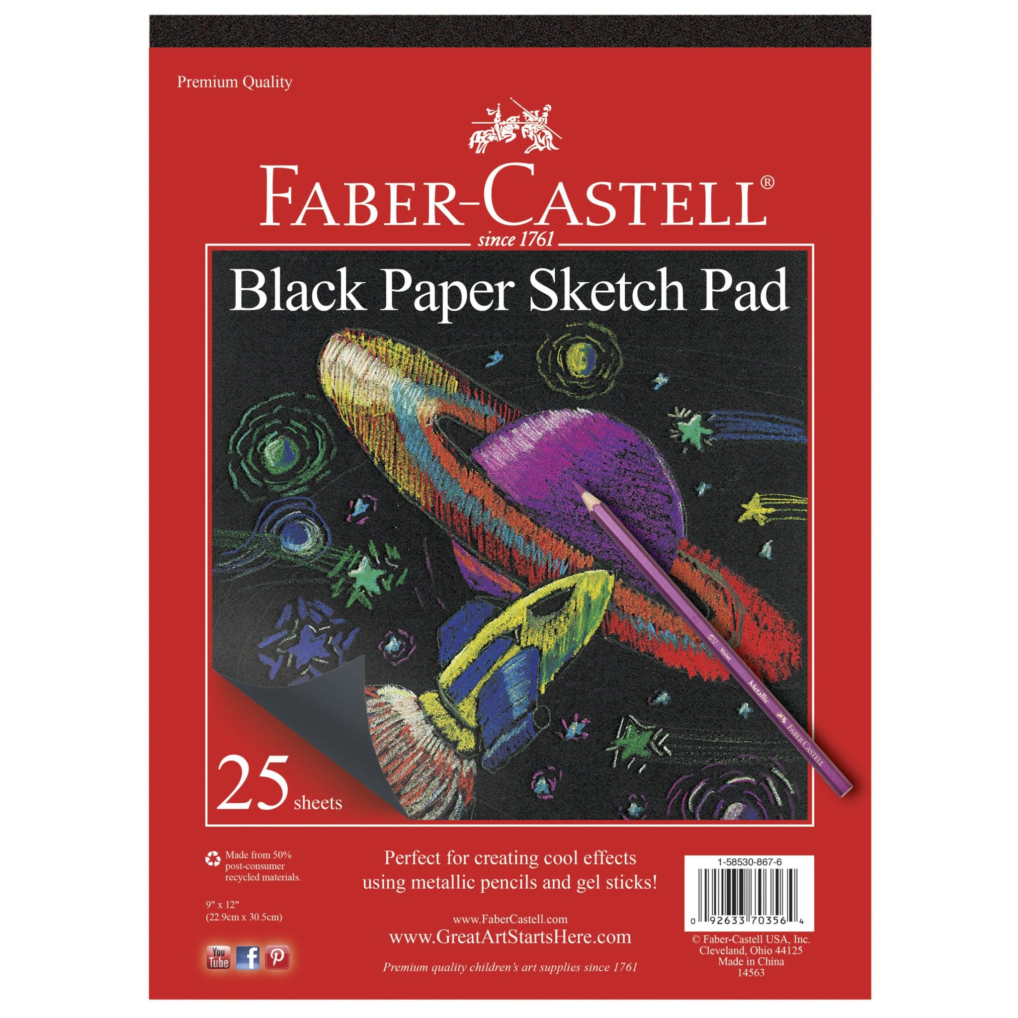 Black Paper Sketch Pad by Creativity for Kids