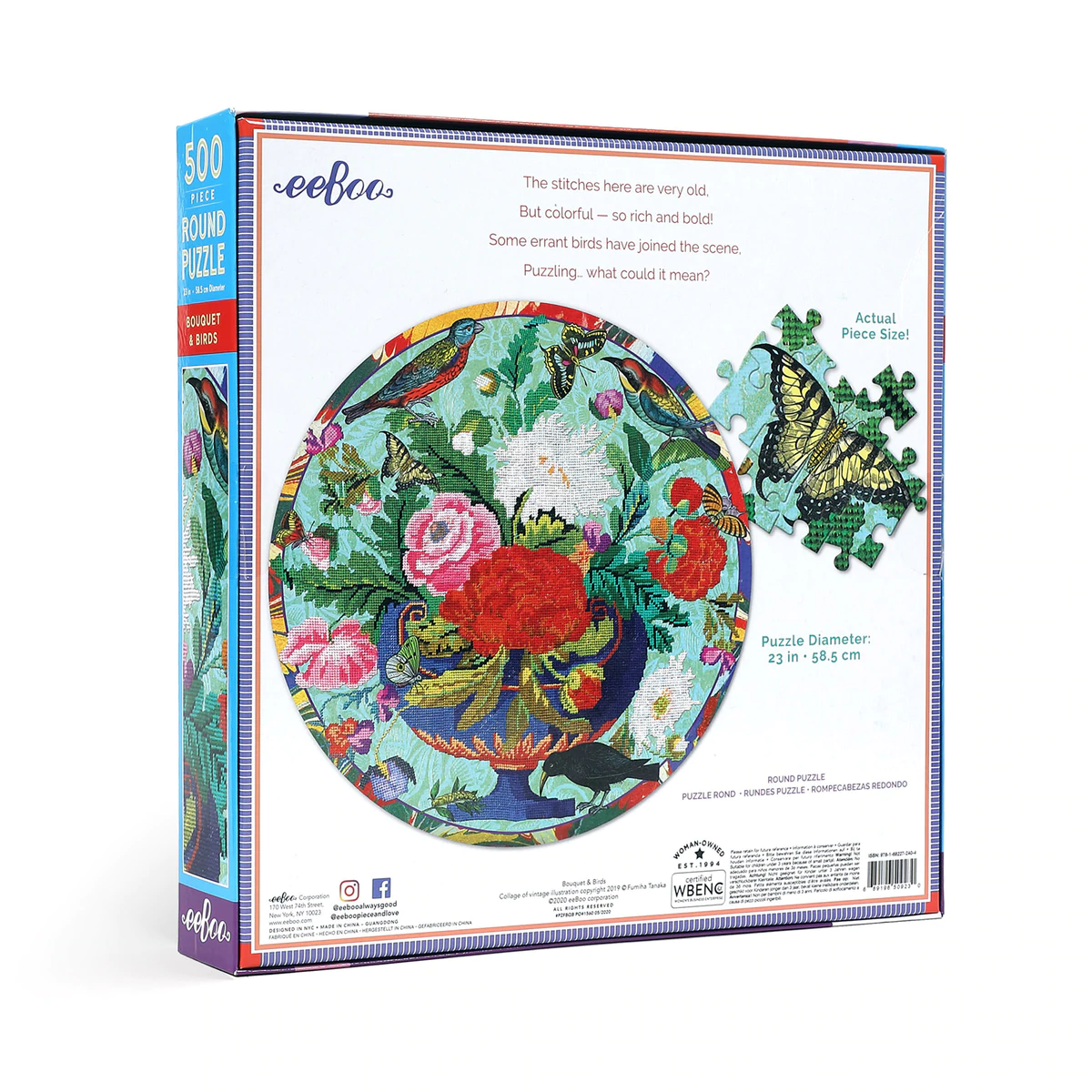 Bouquet and Birds 500pc Round Puzzle by eeBoo 1