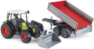 CLAAS Farm and Construction Tractor with Frontloader and Tipping Trailer by Bruder