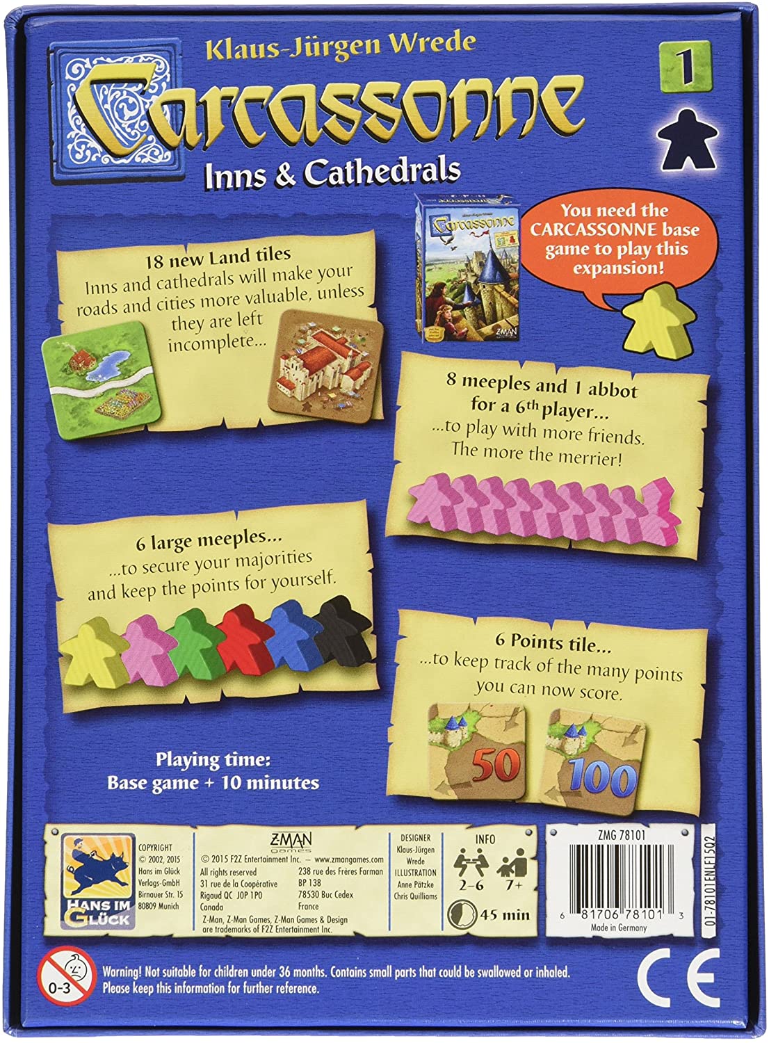 Carcassonne Expansion Inns Cathedrals by Z Man Games 1