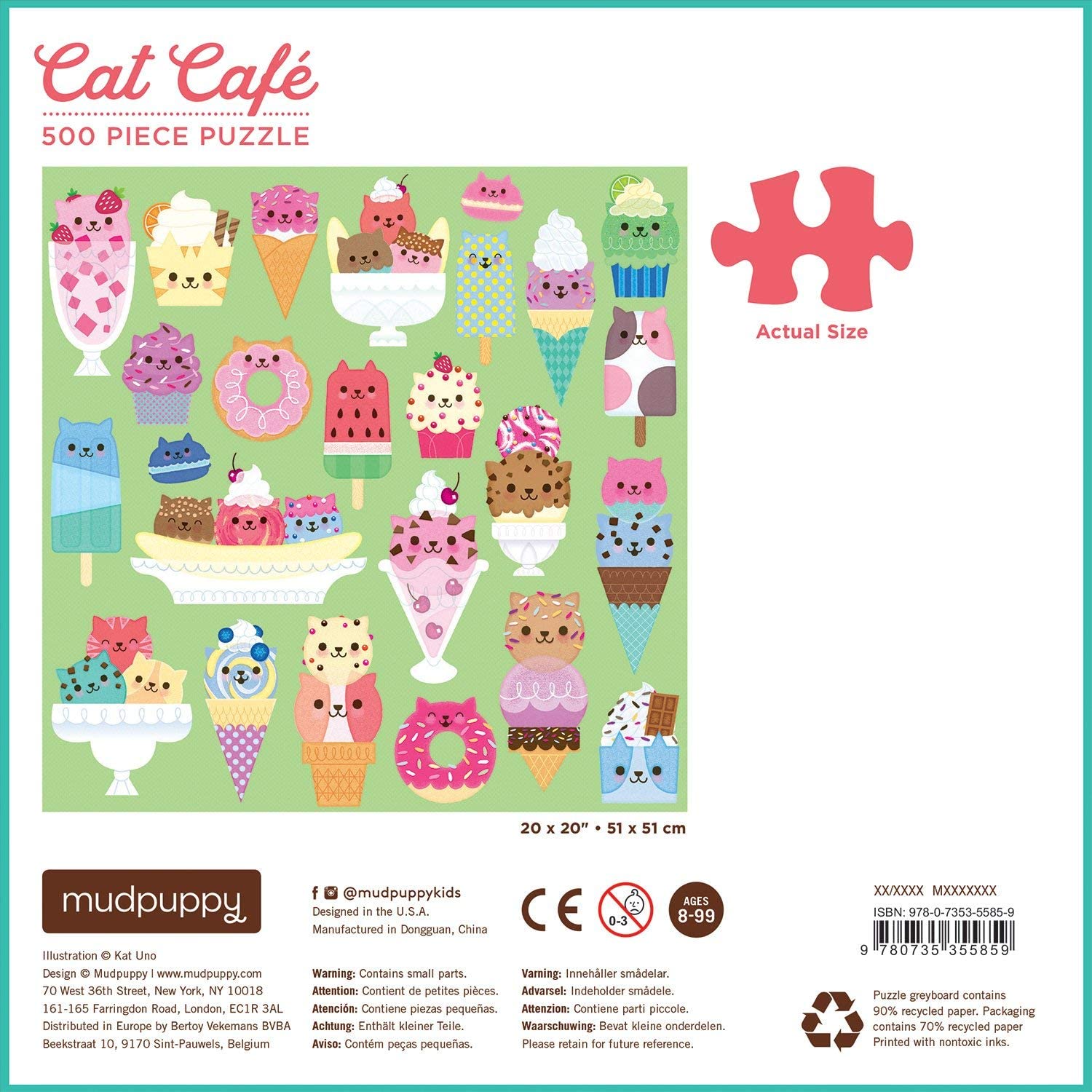 Cat Cafe 500pc Puzzle by Mudpuppy 2