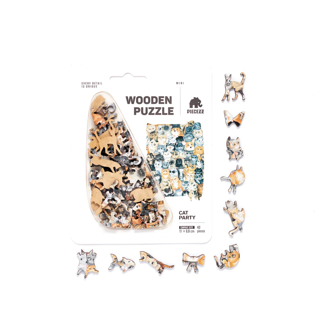 Cat Party Wooden Mini Puzzle-by-Geek Toys