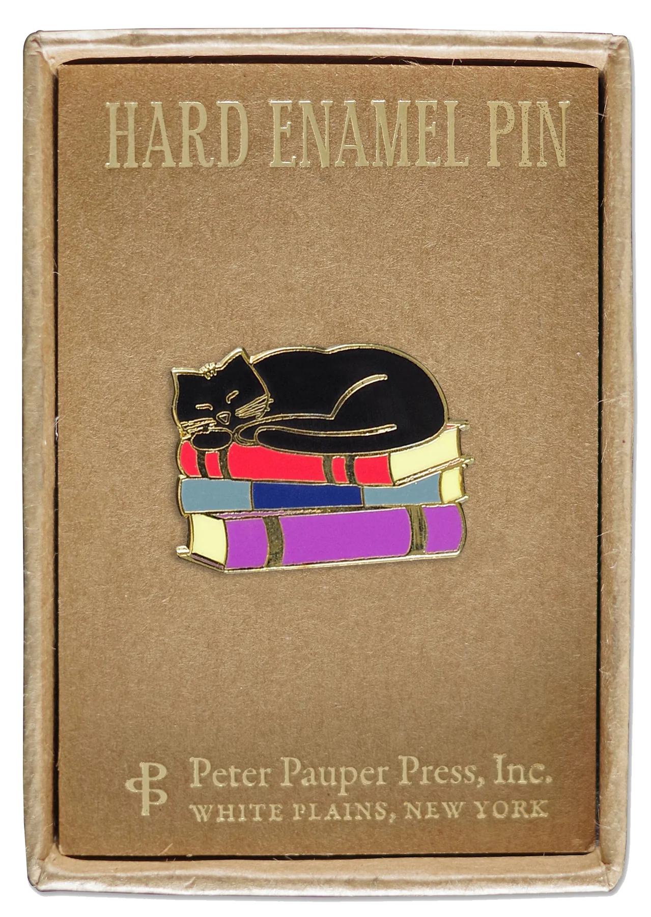 Cat with Books Enamel Pin by Peter Pauper Press 1