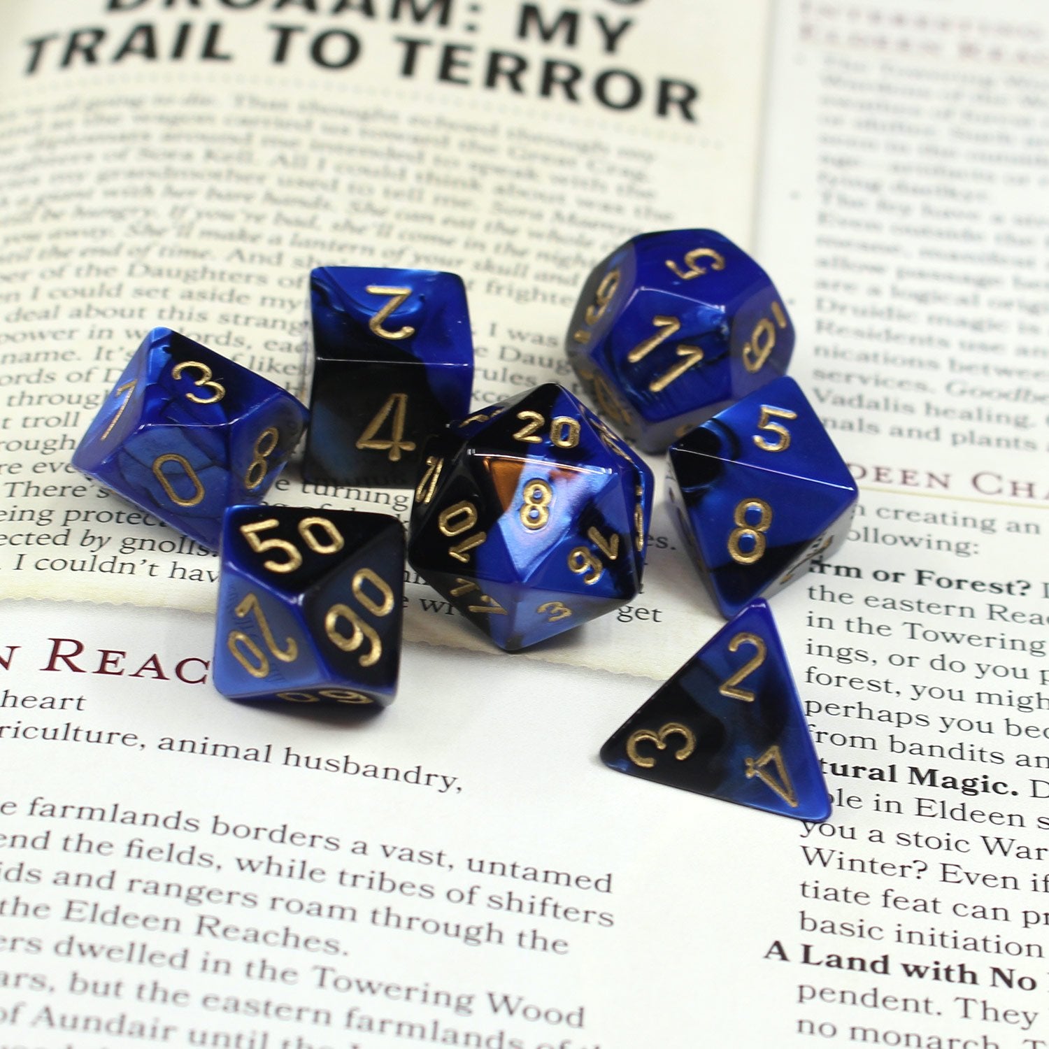 Chessex 7pc Dice Set Gemini 3 BalckBlueGold by Chessex