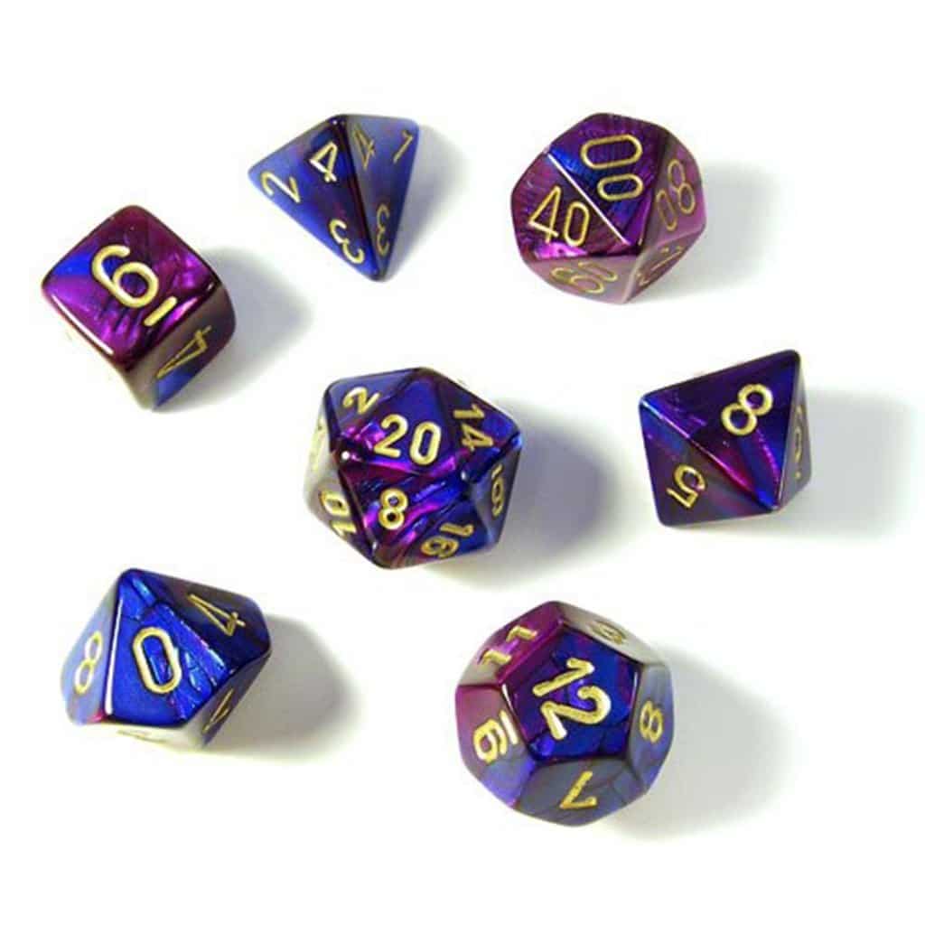 Chessex 7pc Dice Set Gemini BluePurpleGold by Chessex
