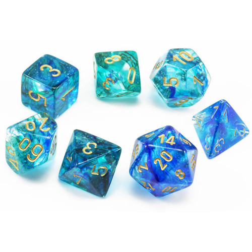 Chessex 7pc Dice Set Nebula OceanicGold Luminary by Chessex