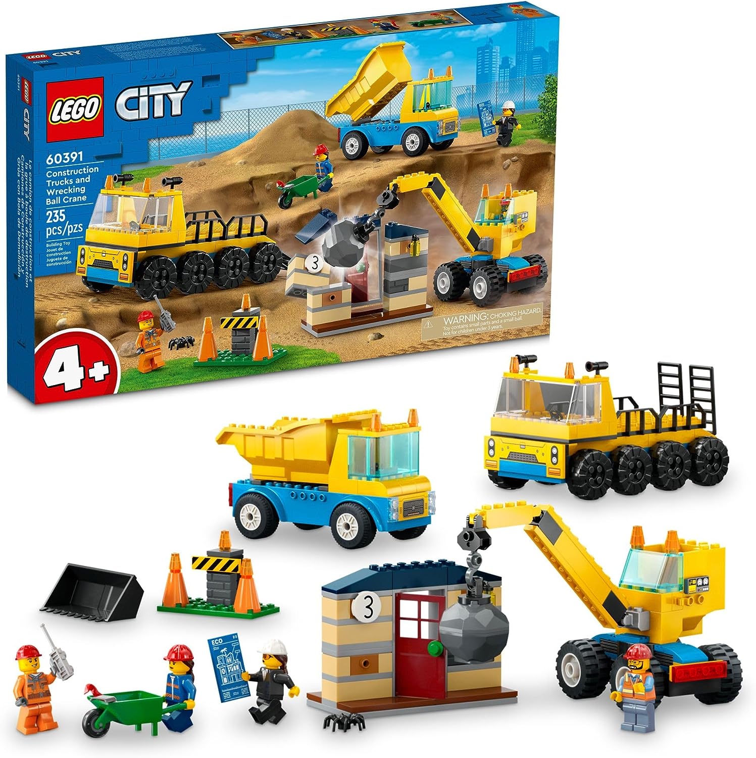 City Construction Trucks and Wrecking Ball Crane-by-Lego