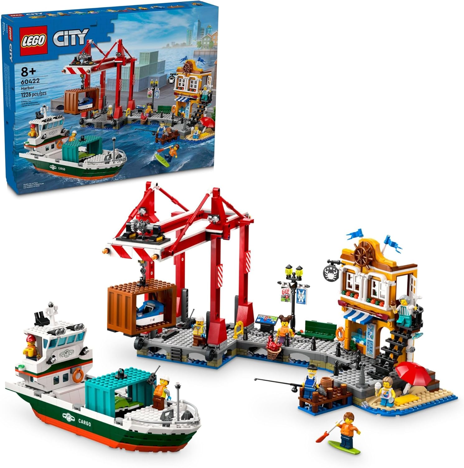 City Seaside Harbor with Cargo Ship-by-Lego