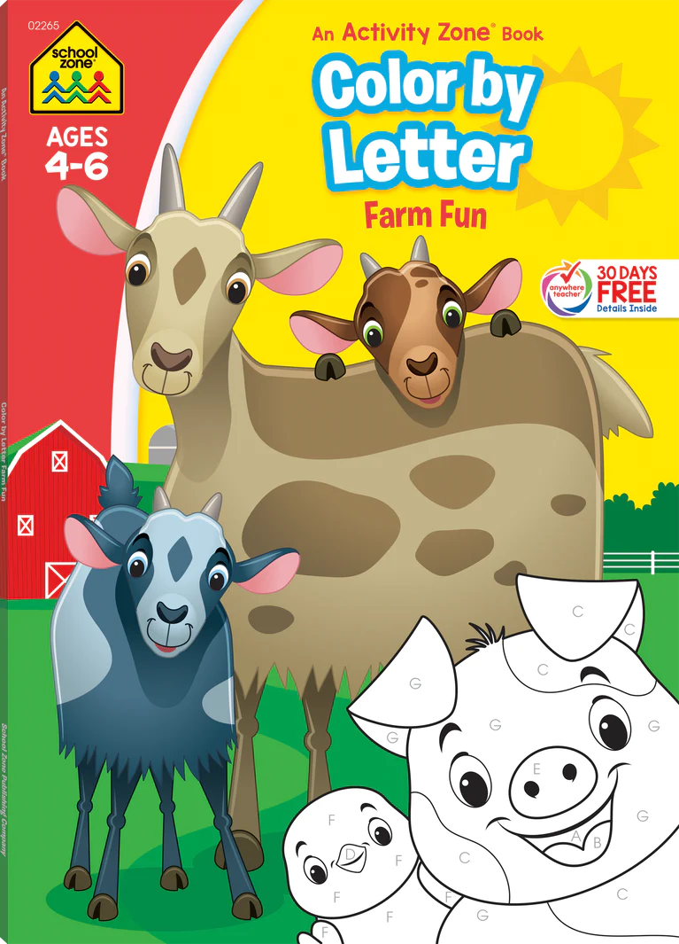 Color by Letter Farm Fun Workbook-by-School Zone