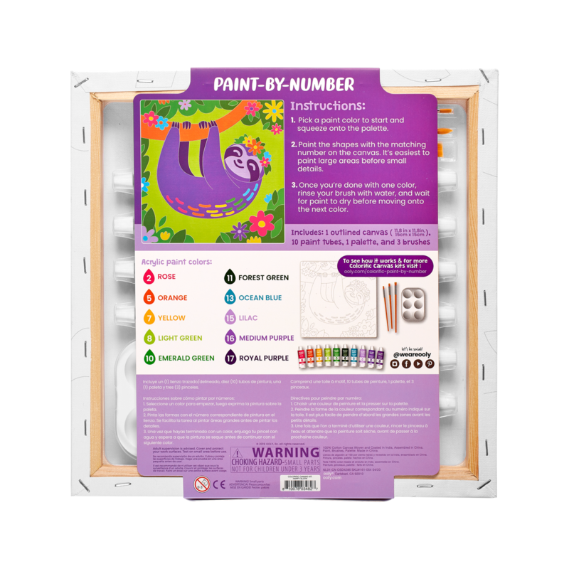 Colorific Canvas Paint by Number Happy Sloth by Ooly 6