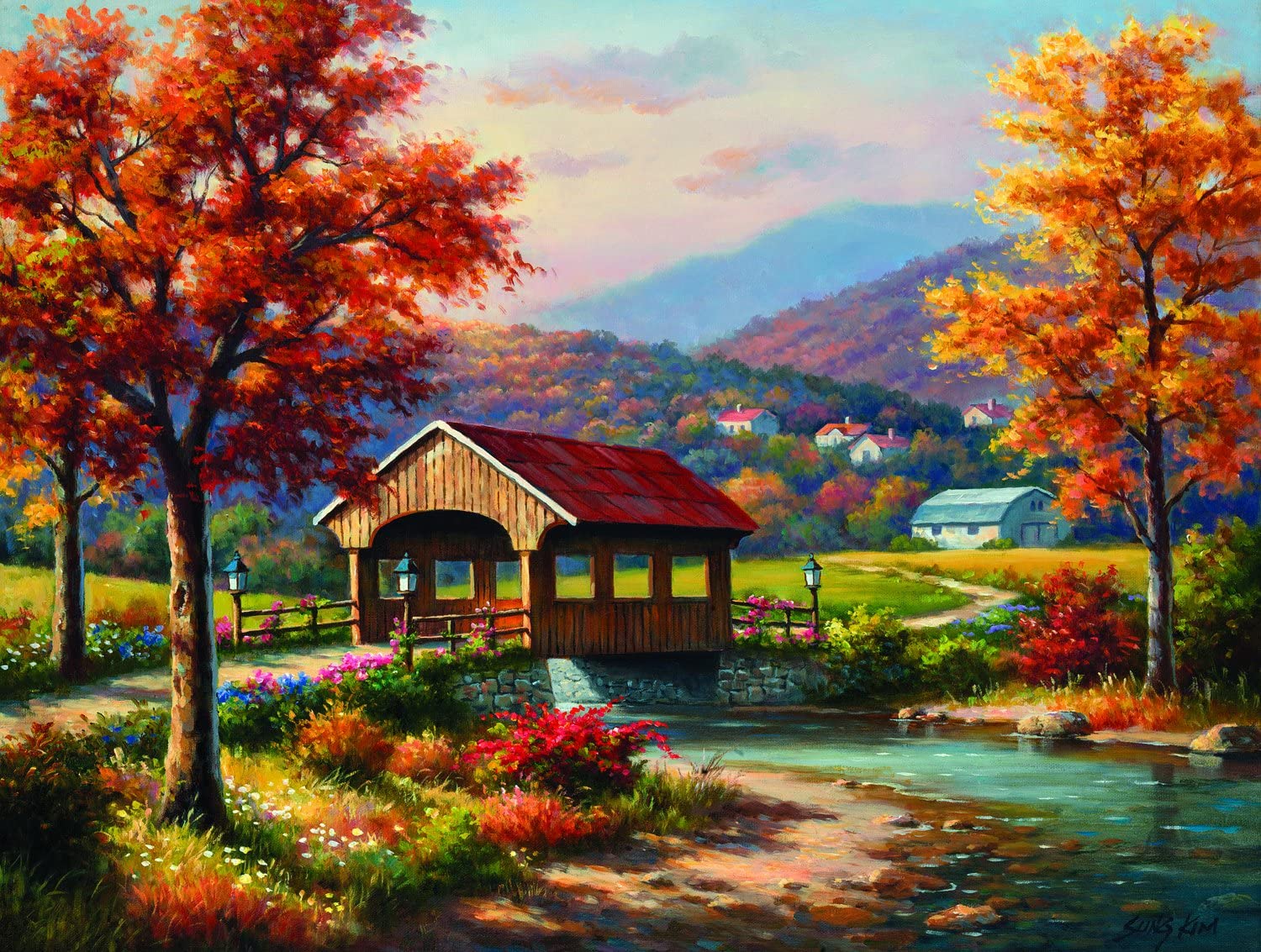 Covered Bridge in Fall Puzzle by Sunsout