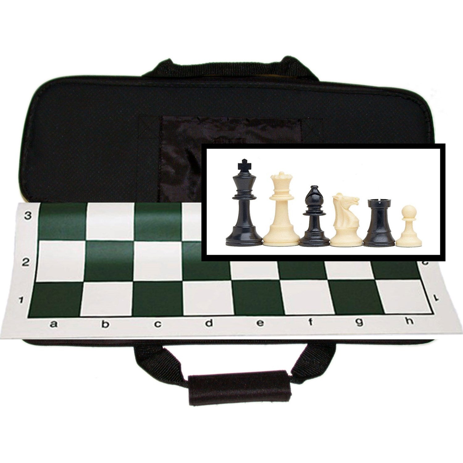 Deluxe Tournament Chess Set with Black Canvas Bag Triple Weight Pieces by WE Games 1