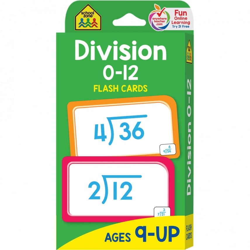 Division 0 12 Flash Cards by School Zone