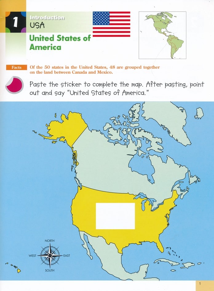 Geography U.S. and Canada Sticker Activity Book by Kumon 1
