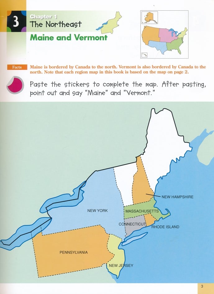 Geography U.S. and Canada Sticker Activity Book by Kumon 2