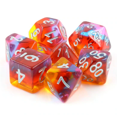 Golden Time RPG Dice Set Rainbow Stripe by Foam Brain Games 2