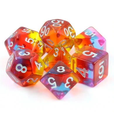 Golden Time RPG Dice Set Rainbow Stripe by Foam Brain Games 3