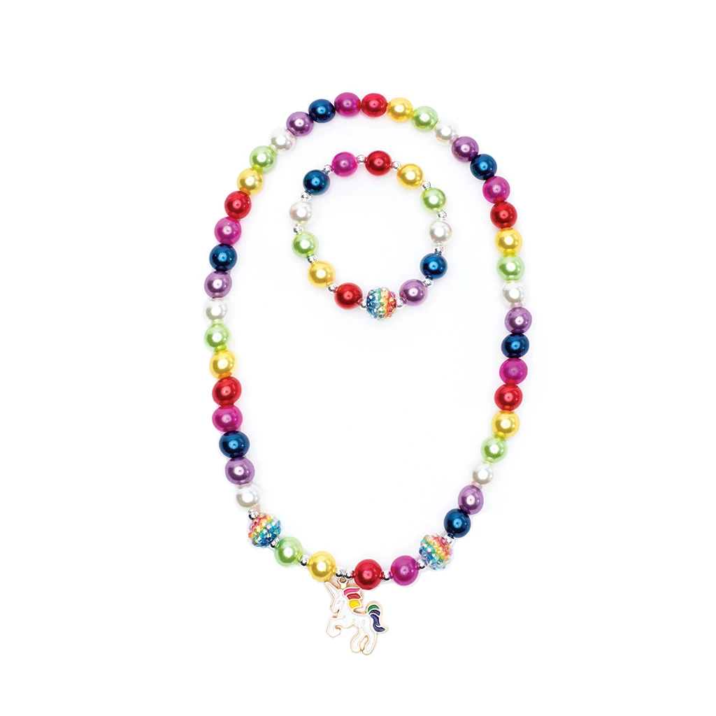 Gumball Rainbow Necklace and Bracelet Set by Great Pretenders